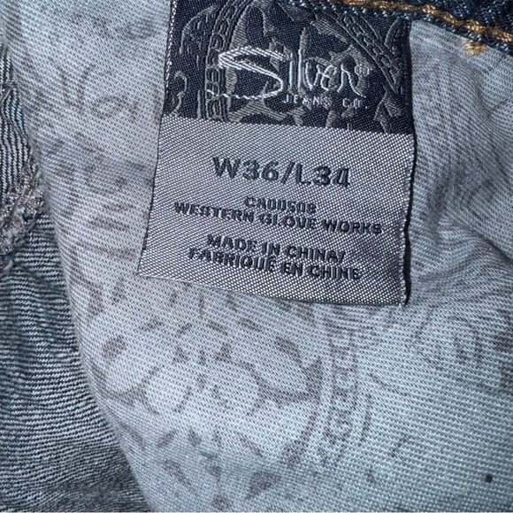 Silver Nash Heritage Men’s 36 x34 Blue Jeans Straight Leg Contrast Stitch Denim - Picture 5 of 7